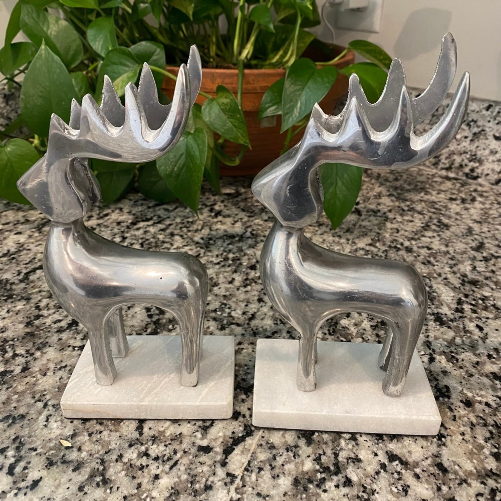 Christmas Metal Silver Marble Reindeer